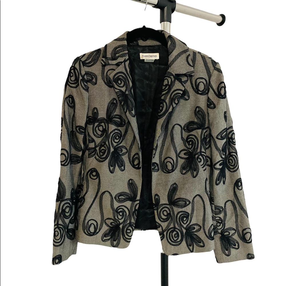 Barry Bricken Floral Blazer Black and Gray